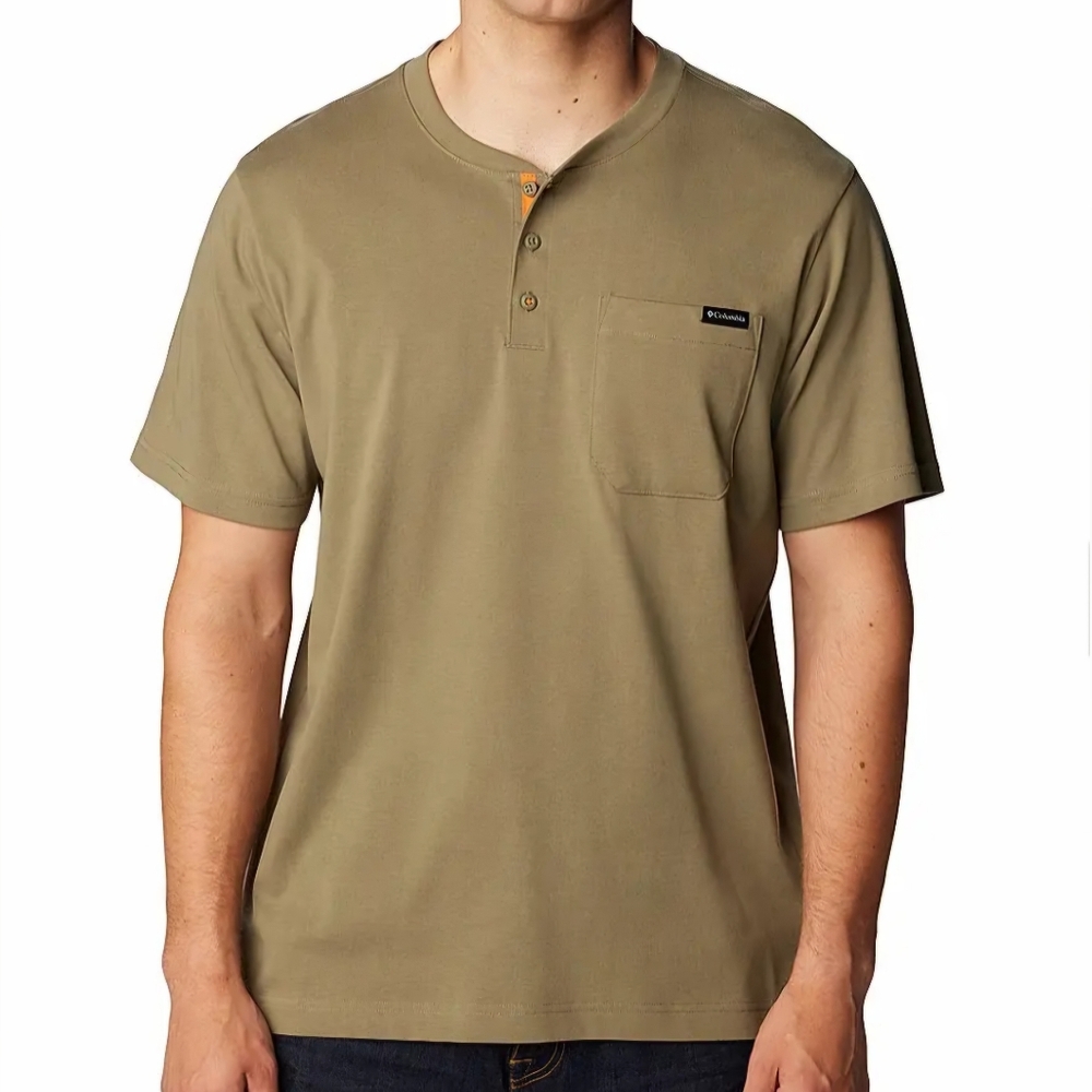 Columbia Men's Landroamer Henley Shirt Short Sleeve ~STONE GREEN ~SMALL **NEW